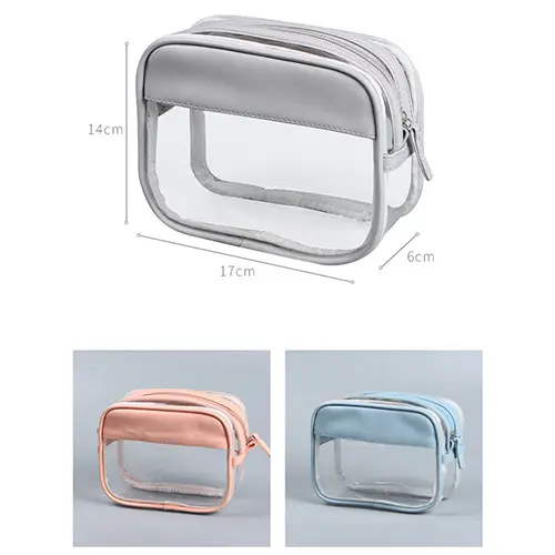 Custom Print Clear TPU Zipper Women Plain Travel Pouch Toiletry Round Makeup Bag